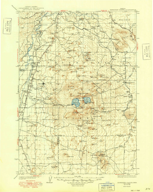 Historic 1935 Newberry Crater Oregon 30'x30' Topo Map Image