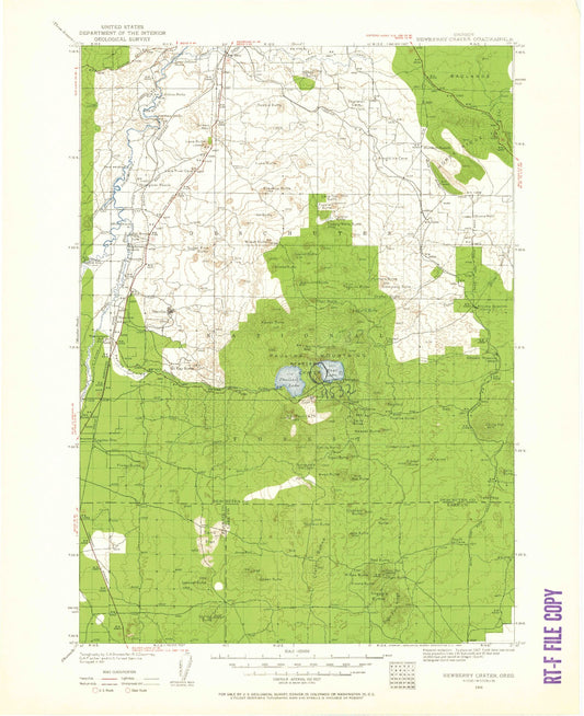 Historic 1931 Newberry Crater Oregon 30'x30' Topo Map Image