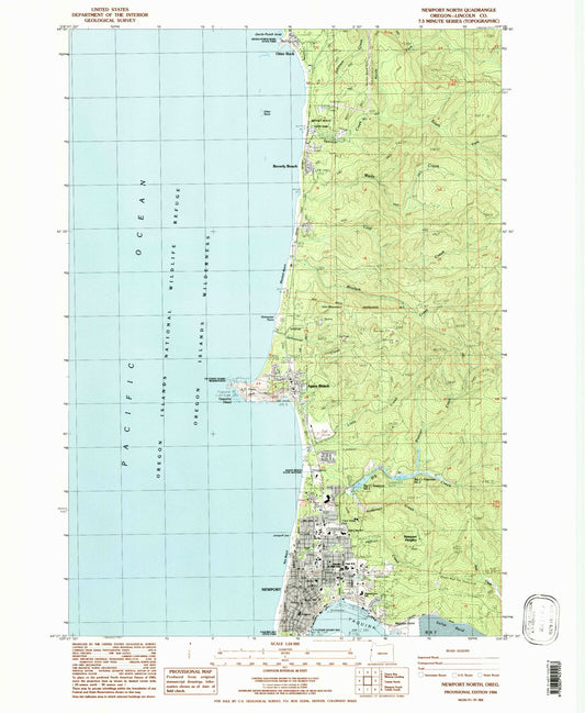 Classic USGS Newport North Oregon 7.5'x7.5' Topo Map Image
