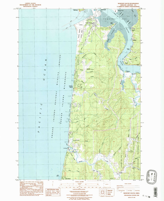 Classic USGS Newport South Oregon 7.5'x7.5' Topo Map Image