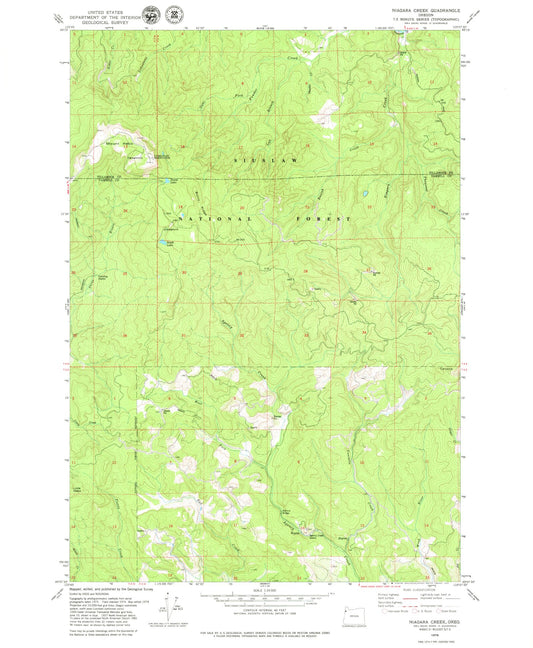 Classic USGS Niagara Creek Oregon 7.5'x7.5' Topo Map Image