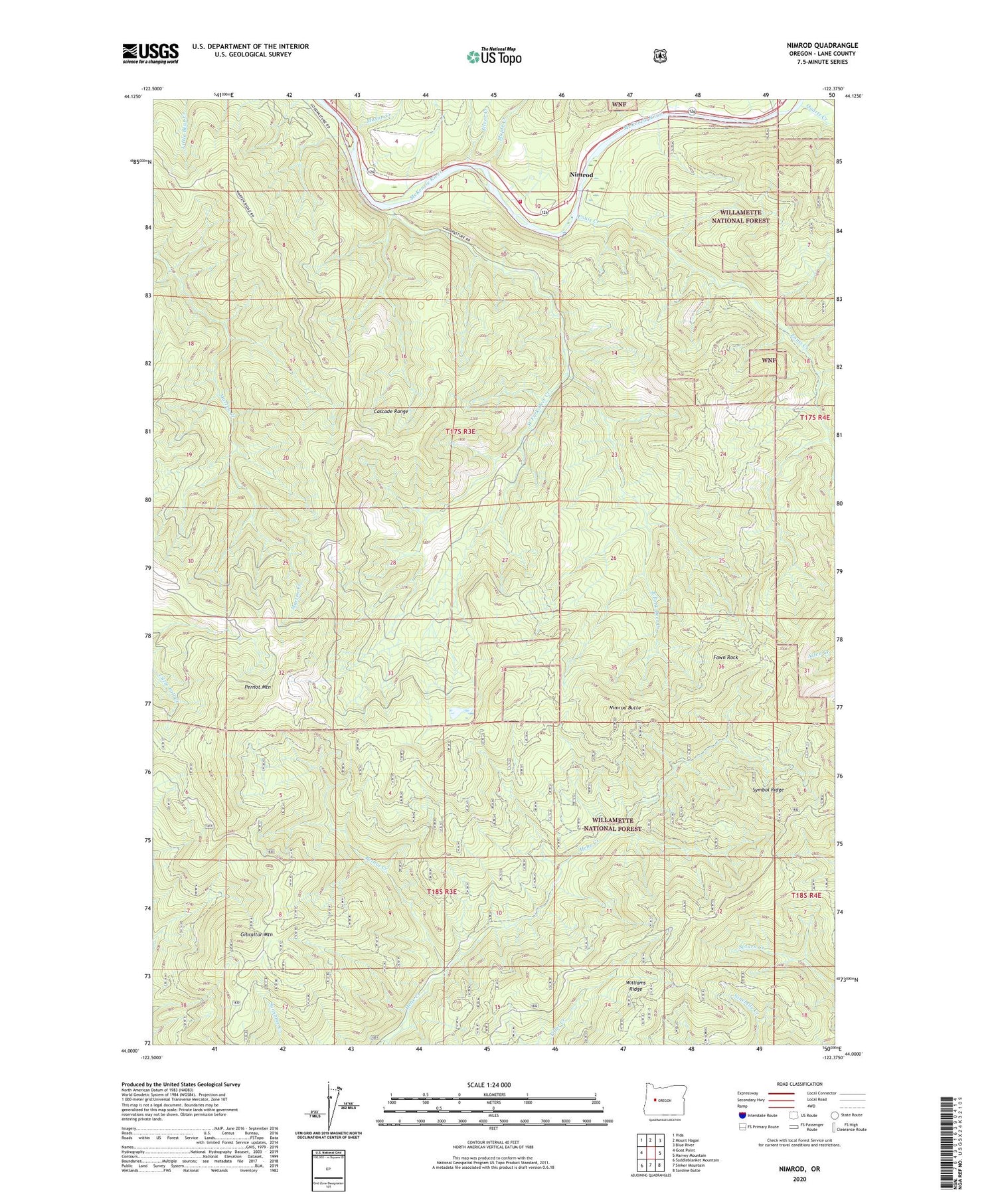 Nimrod Oregon US Topo Map Image