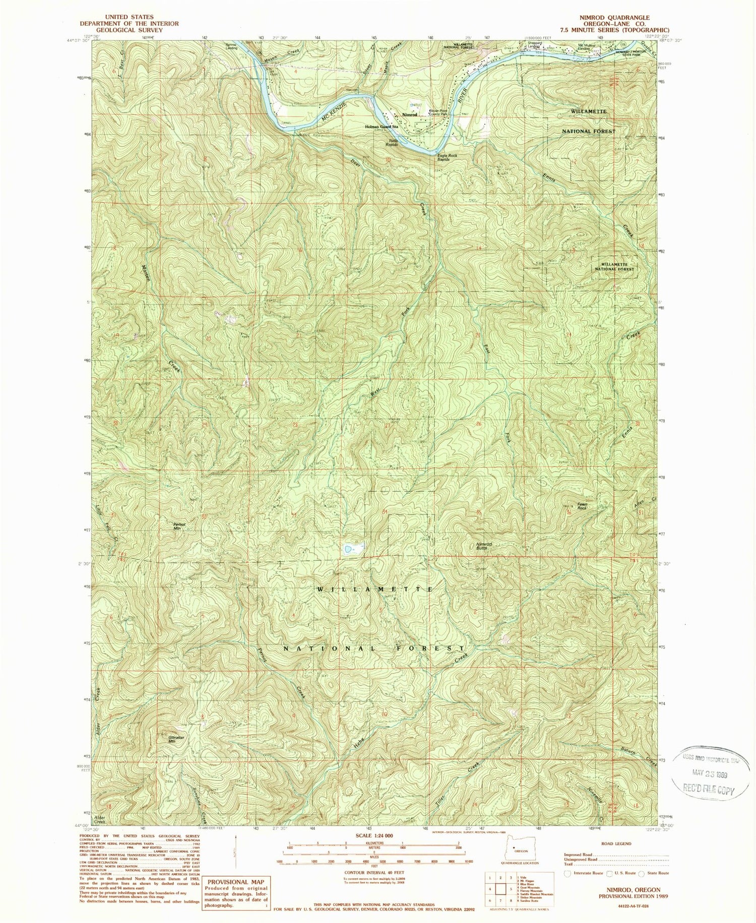 Classic USGS Nimrod Oregon 7.5'x7.5' Topo Map Image