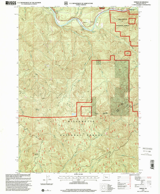 Classic USGS Nimrod Oregon 7.5'x7.5' Topo Map Image