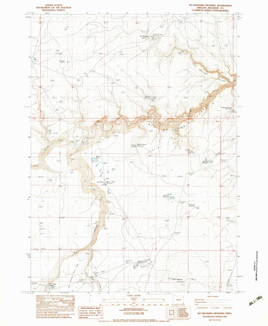 Classic USGS No Crossing Crossing Oregon 7.5'x7.5' Topo Map Image