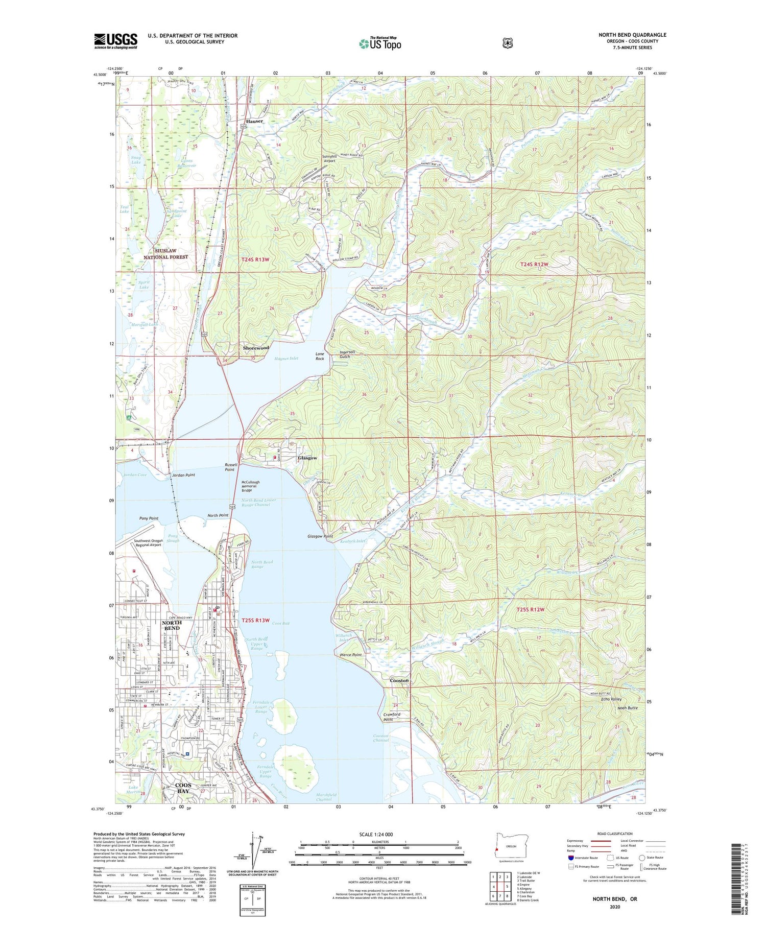 North Bend Oregon US Topo Map Image
