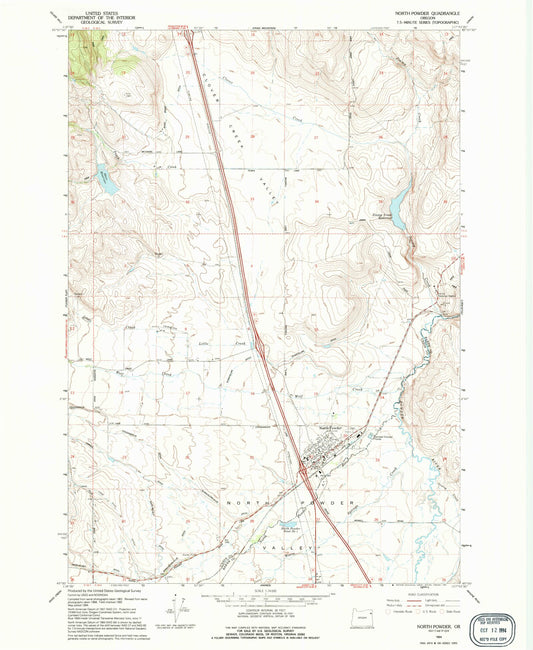 Classic USGS North Powder Oregon 7.5'x7.5' Topo Map Image