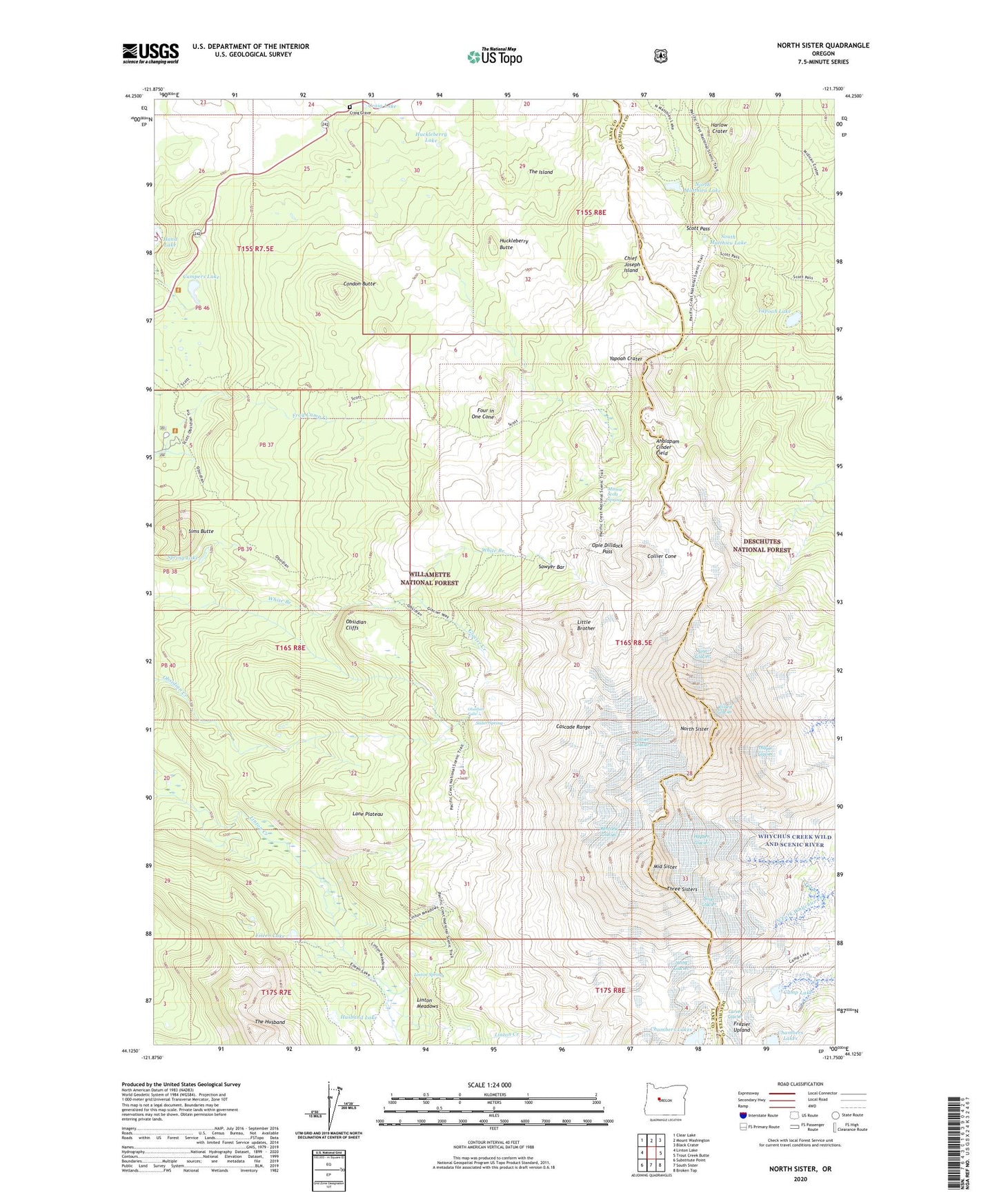 North Sister Oregon US Topo Map Image