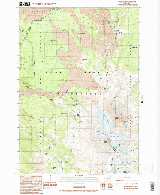 USGS Classic North Sister Oregon 7.5'x7.5' Topo Map Image