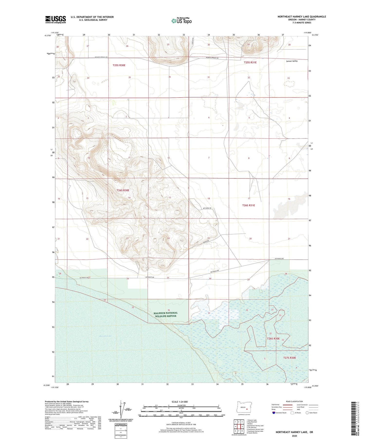 Northeast Harney Lake Oregon US Topo Map Image
