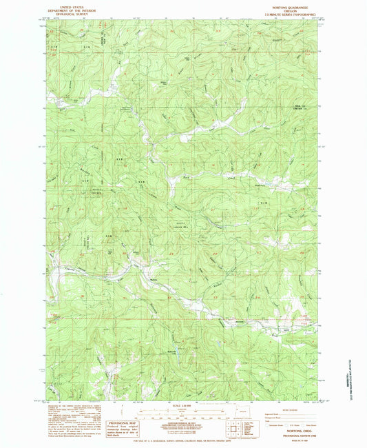 Classic USGS Nortons Oregon 7.5'x7.5' Topo Map Image
