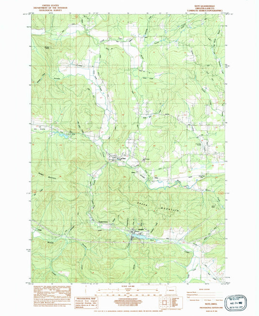 Classic USGS Noti Oregon 7.5'x7.5' Topo Map Image