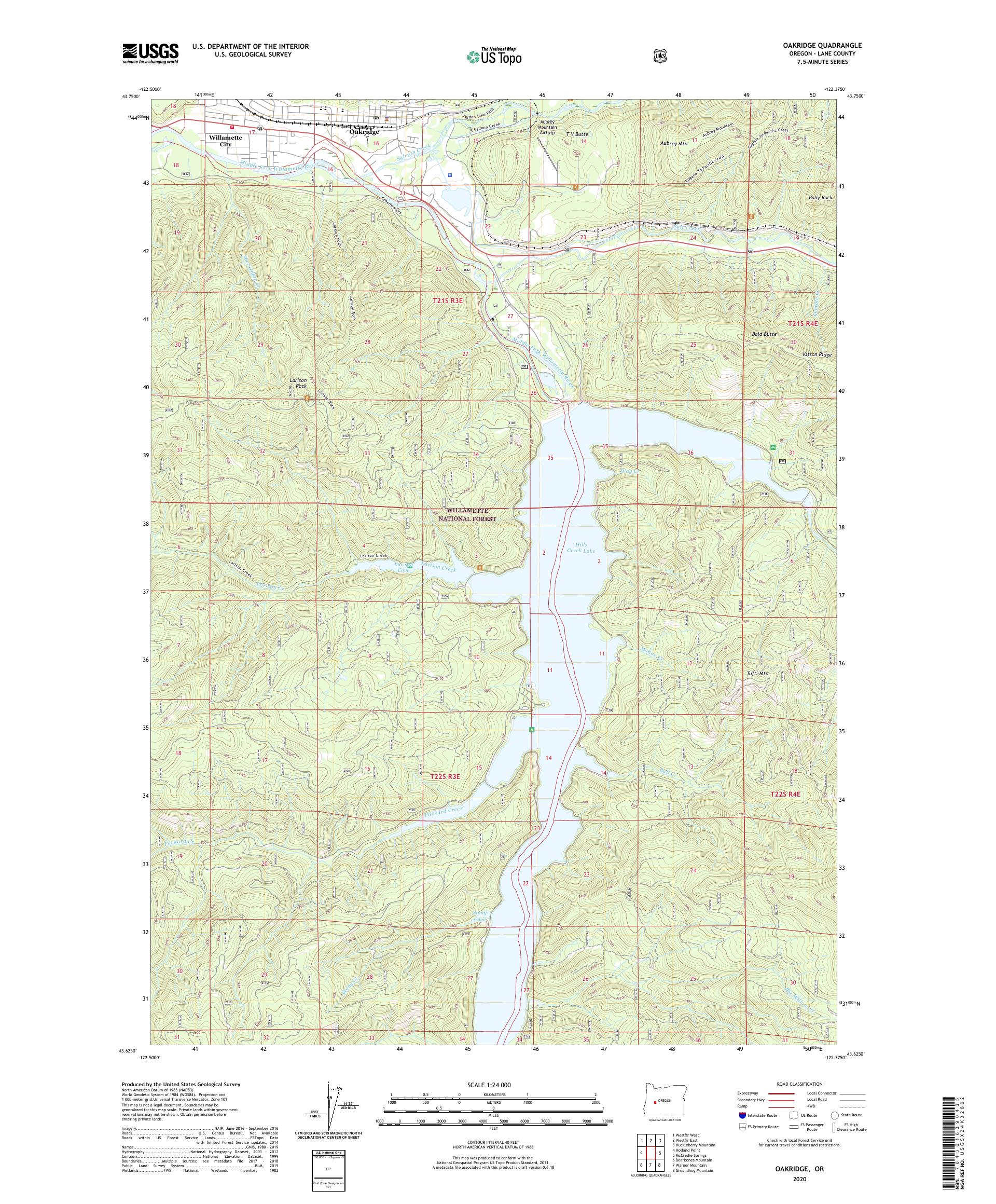 Oakridge Oregon US Topo Map – MyTopo Map Store