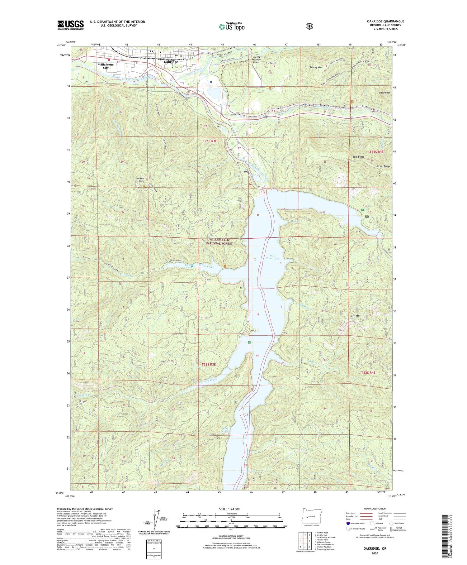 Oakridge Oregon US Topo Map Image