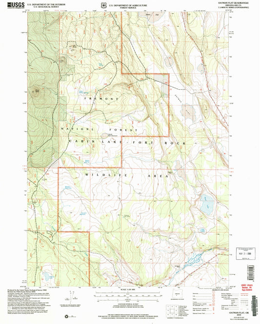 Classic USGS Oatman Flat Oregon 7.5'x7.5' Topo Map Image