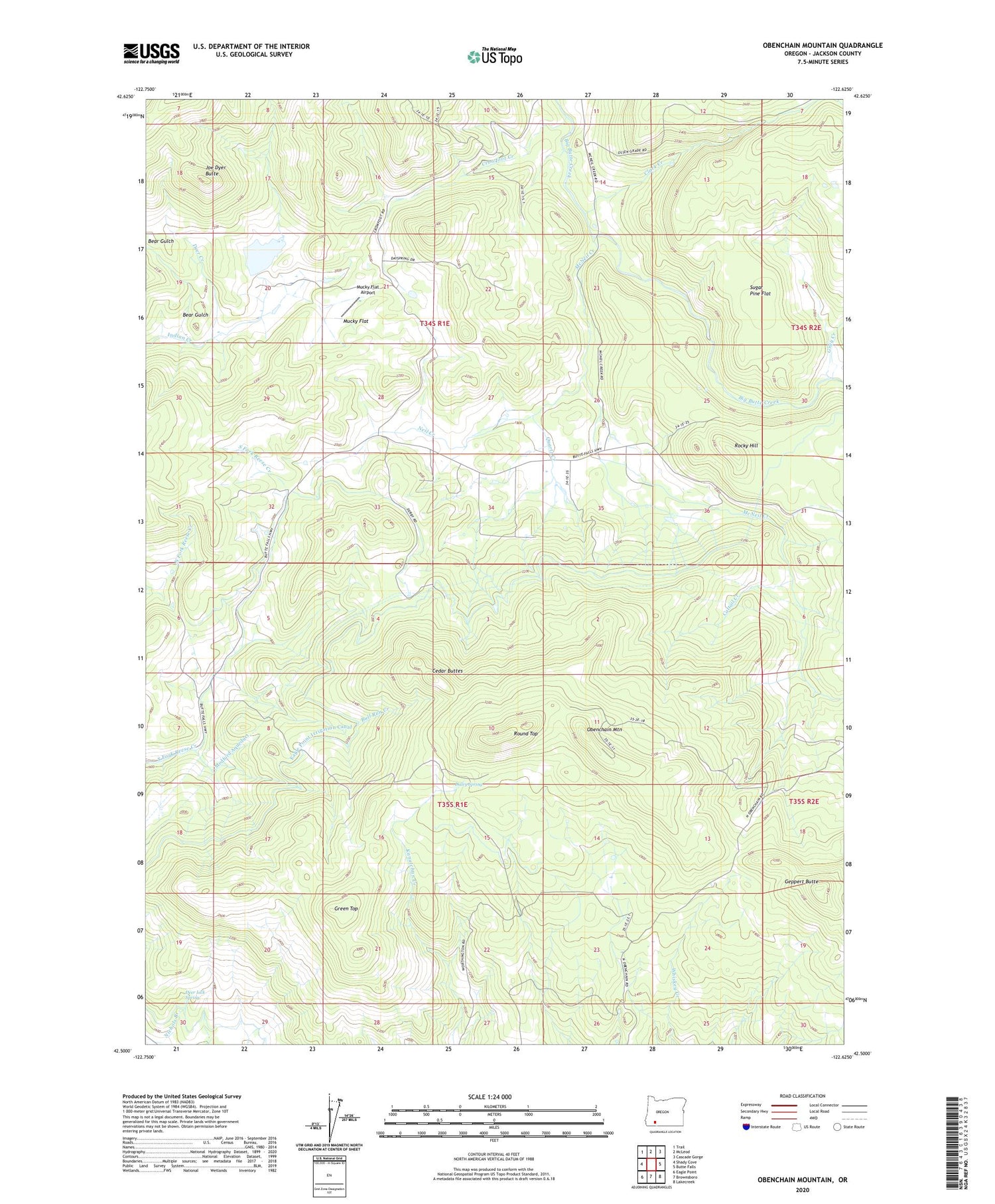 Obenchain Mountain Oregon US Topo Map Image