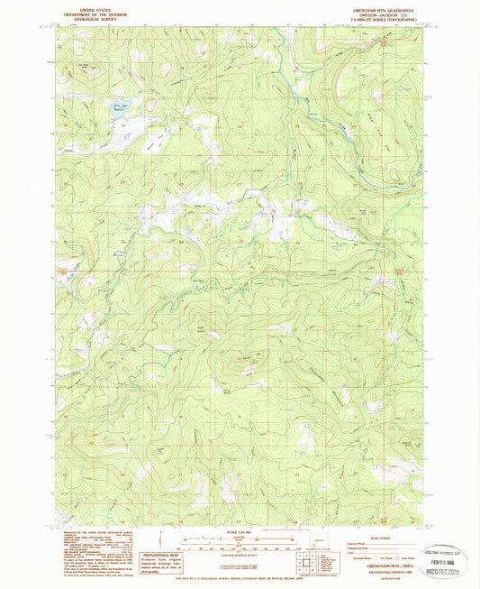 Classic USGS Obenchain Mountain Oregon 7.5'x7.5' Topo Map Image