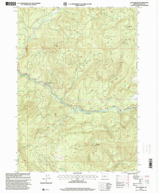 Classic USGS Old Fairview Oregon 7.5'x7.5' Topo Map Image