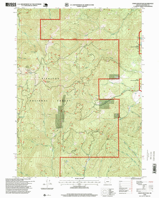Classic USGS Onion Mountain Oregon 7.5'x7.5' Topo Map Image