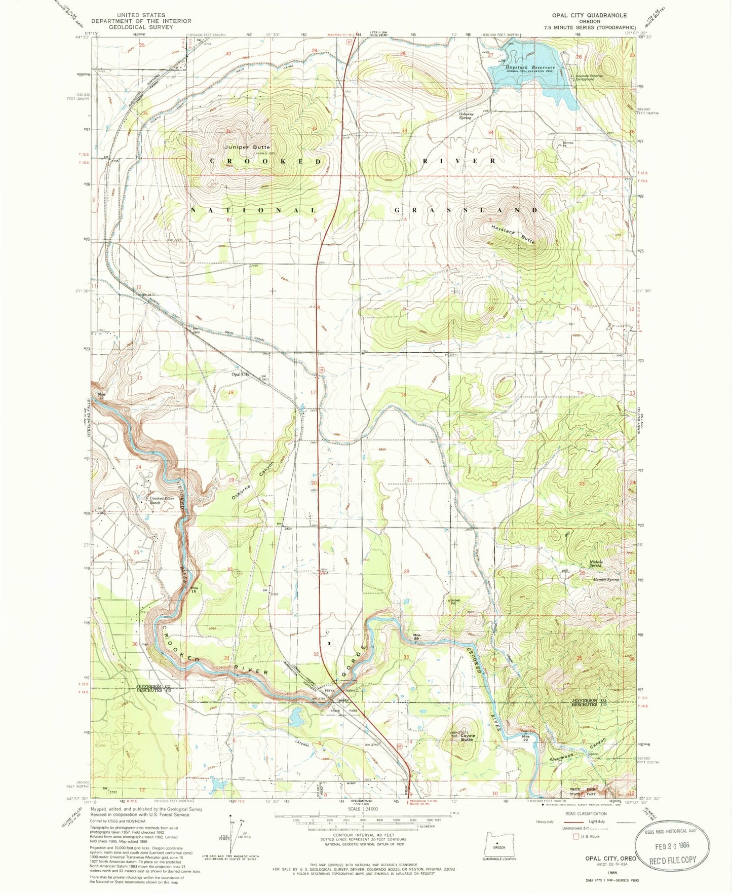 Classic USGS Opal City Oregon 7.5'x7.5' Topo Map Image