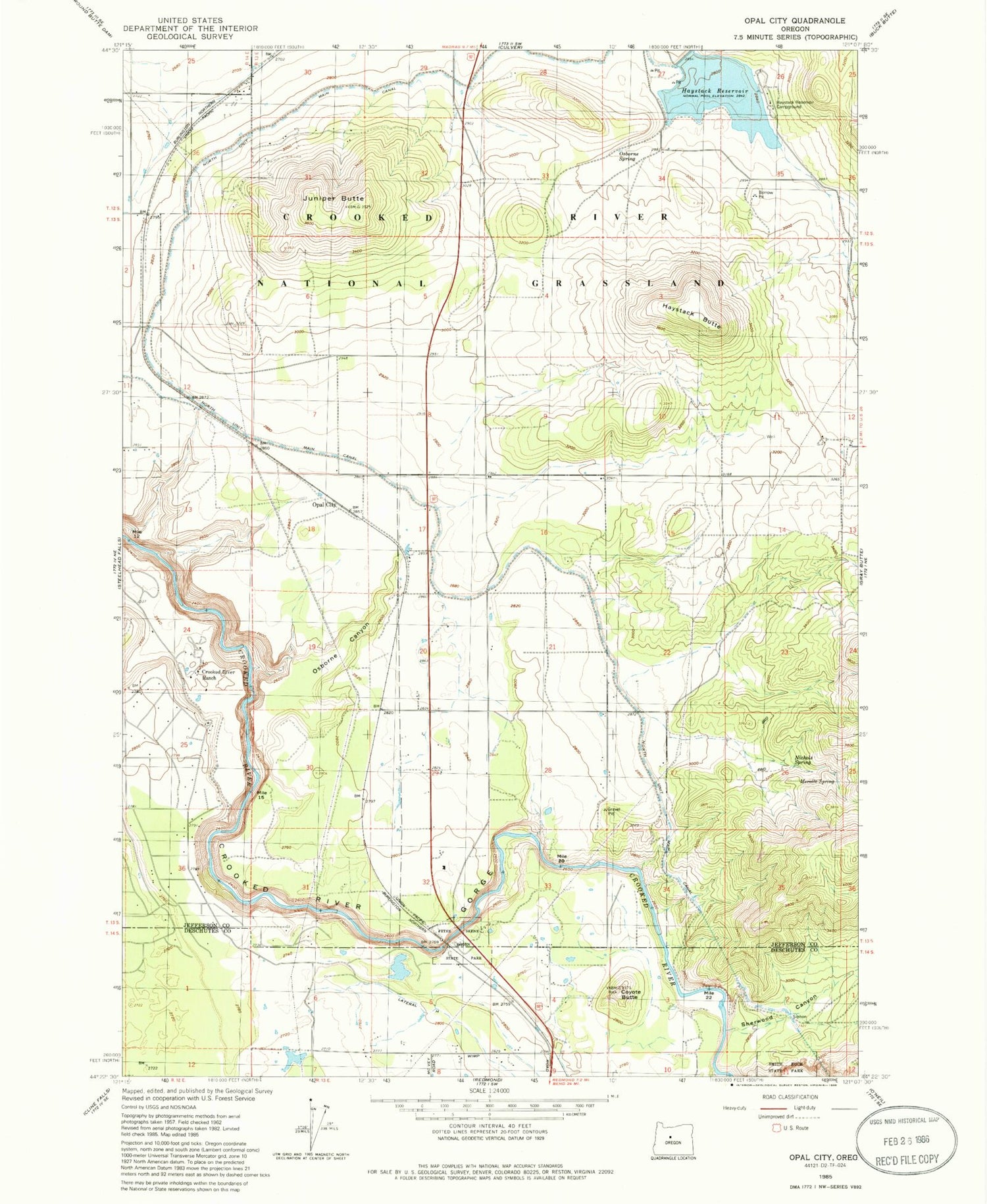 Classic USGS Opal City Oregon 7.5'x7.5' Topo Map Image