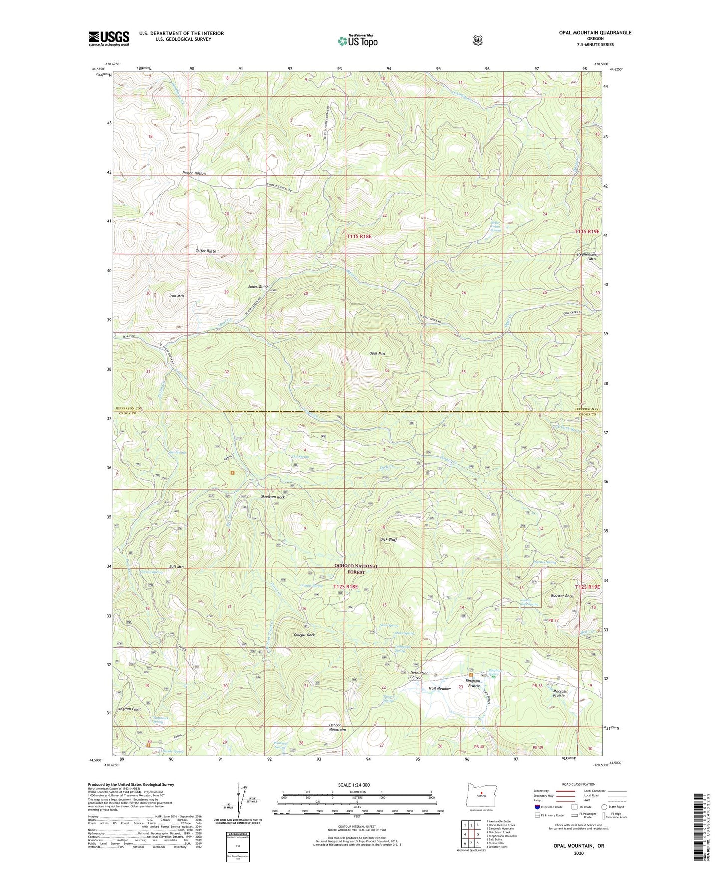 Opal Mountain Oregon US Topo Map Image