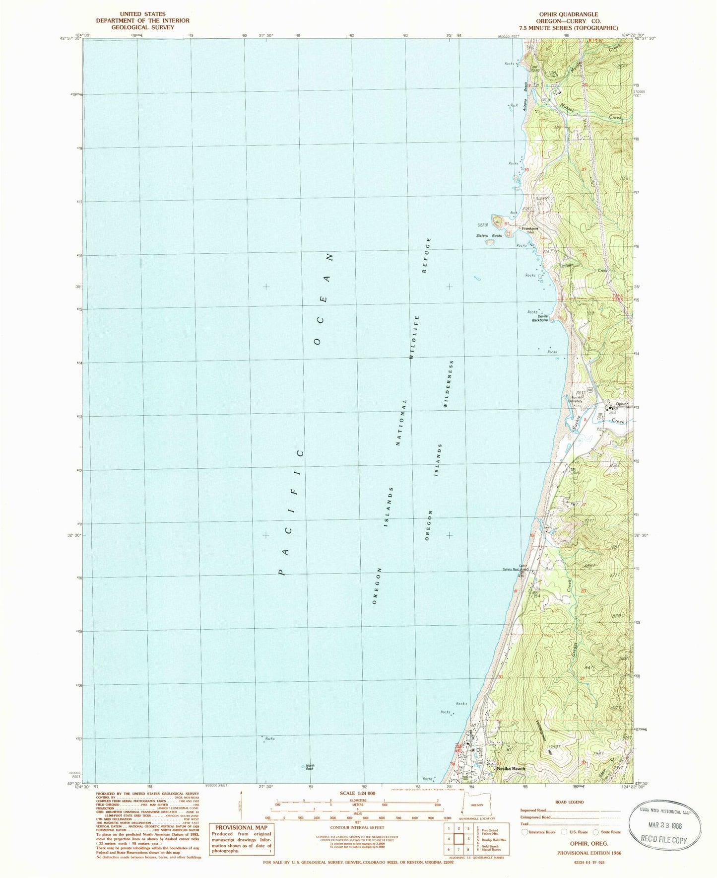 Classic USGS Ophir Oregon 7.5'x7.5' Topo Map Image