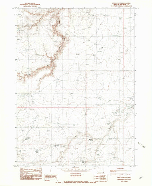 Classic USGS Oregon Butte Oregon 7.5'x7.5' Topo Map Image