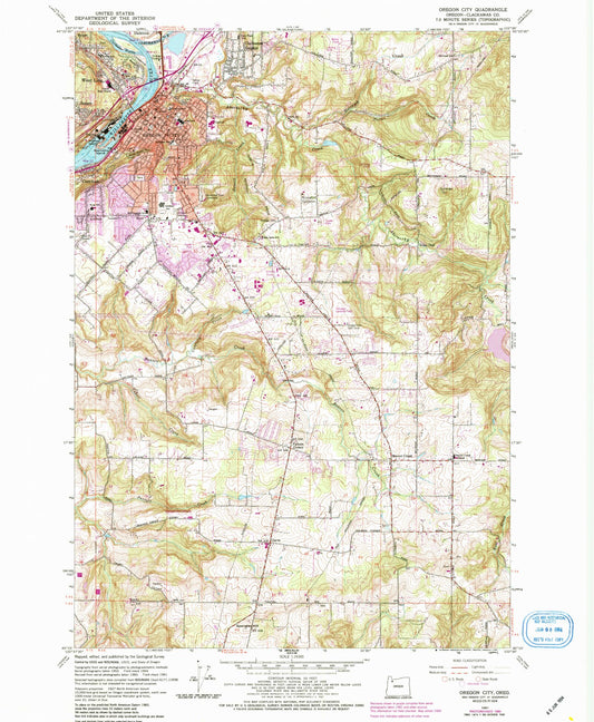 Classic USGS Oregon City Oregon 7.5'x7.5' Topo Map Image