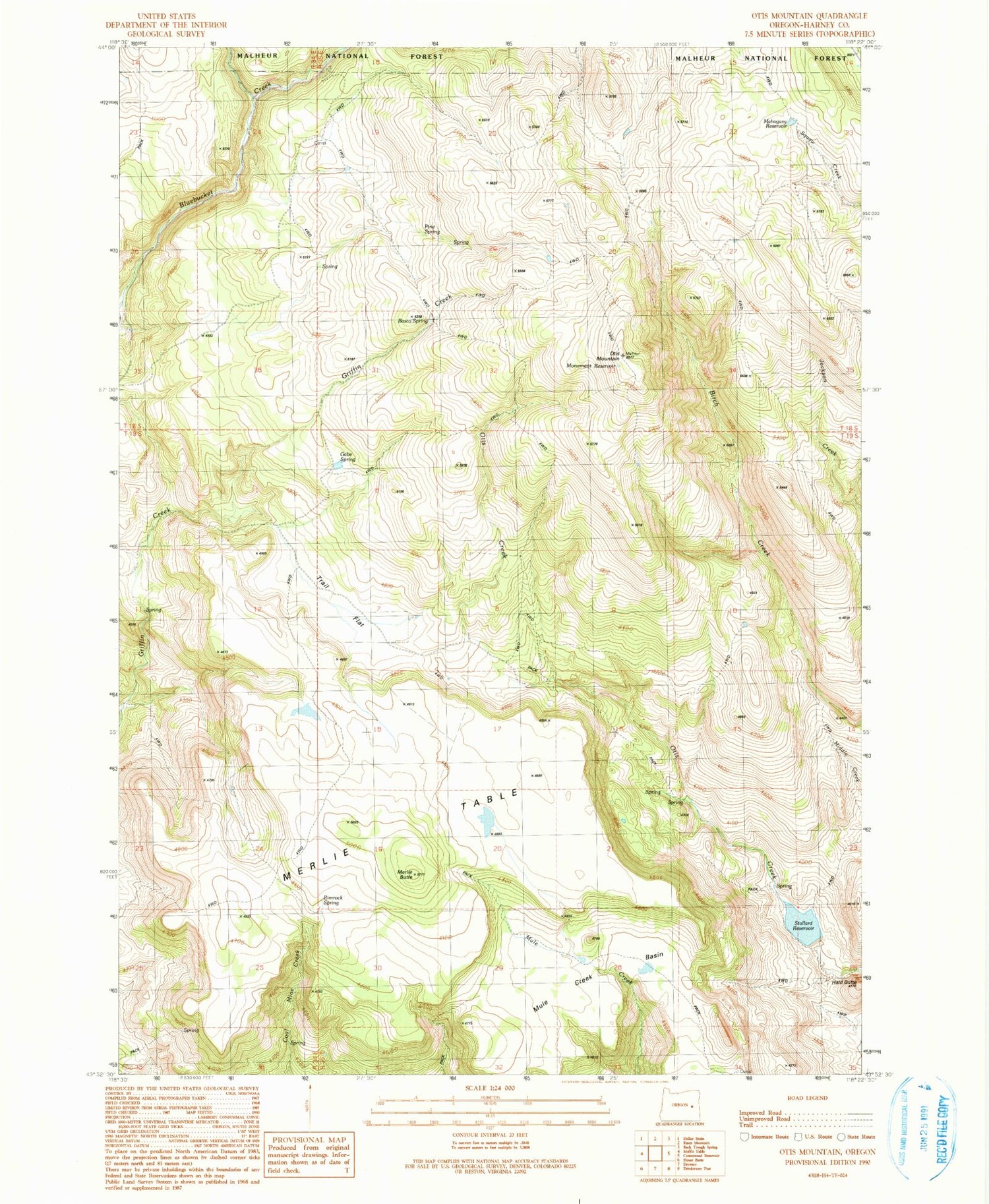 Classic USGS Otis Mountain Oregon 7.5'x7.5' Topo Map Image