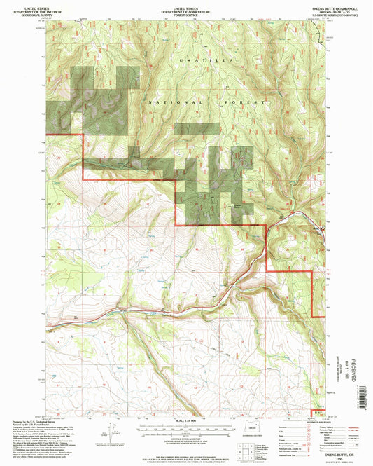 Classic USGS Owens Butte Oregon 7.5'x7.5' Topo Map Image