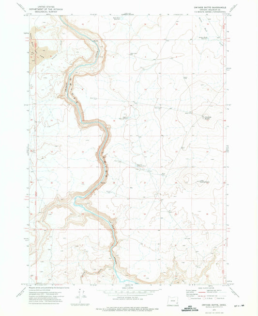 Classic USGS Owyhee Butte Oregon 7.5'x7.5' Topo Map Image