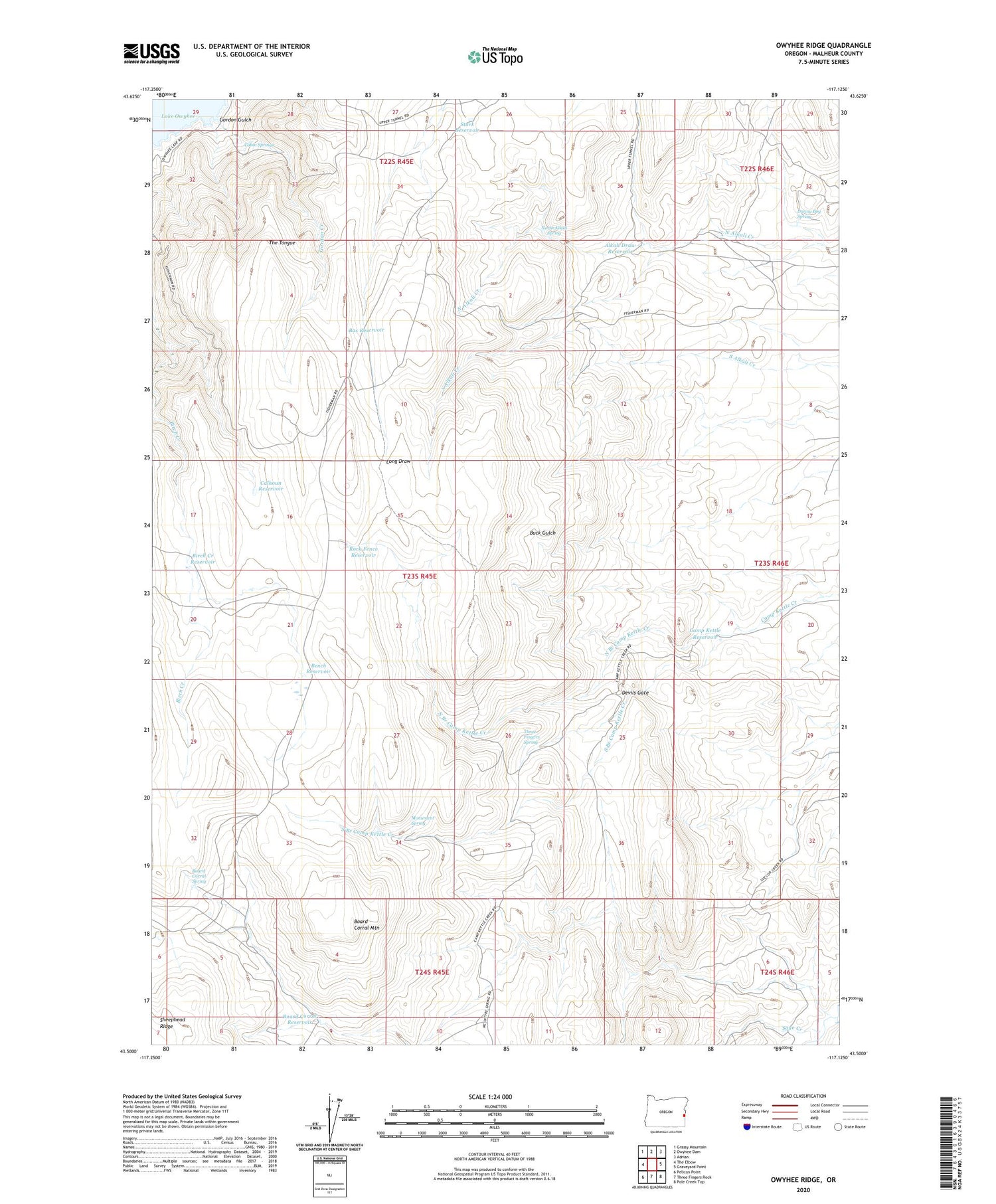 Owyhee Ridge Oregon US Topo Map Image