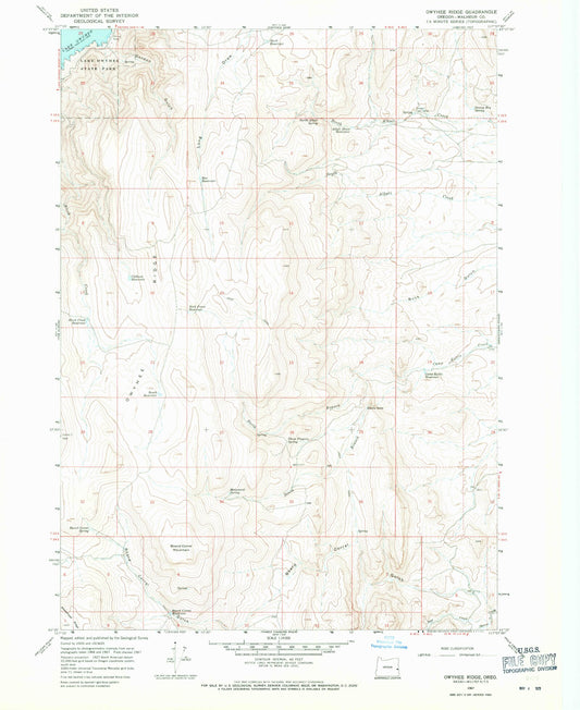 Classic USGS Owyhee Ridge Oregon 7.5'x7.5' Topo Map Image