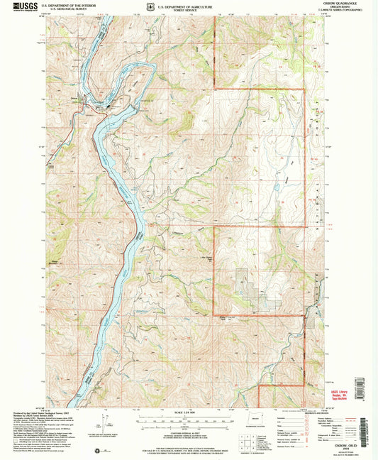 Classic USGS Oxbow Oregon 7.5'x7.5' Topo Map Image
