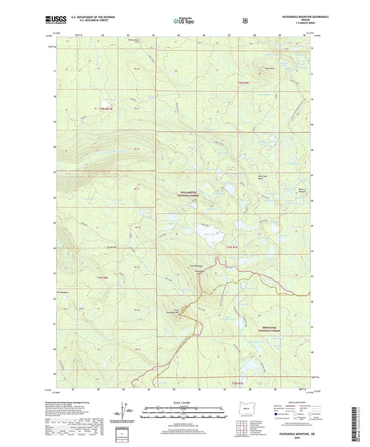 Packsaddle Mountain Oregon US Topo Map Image