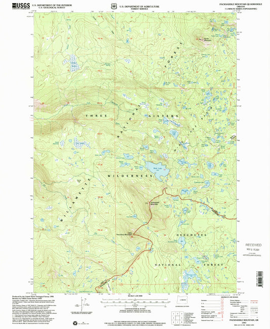 Classic USGS Packsaddle Mountain Oregon 7.5'x7.5' Topo Map Image