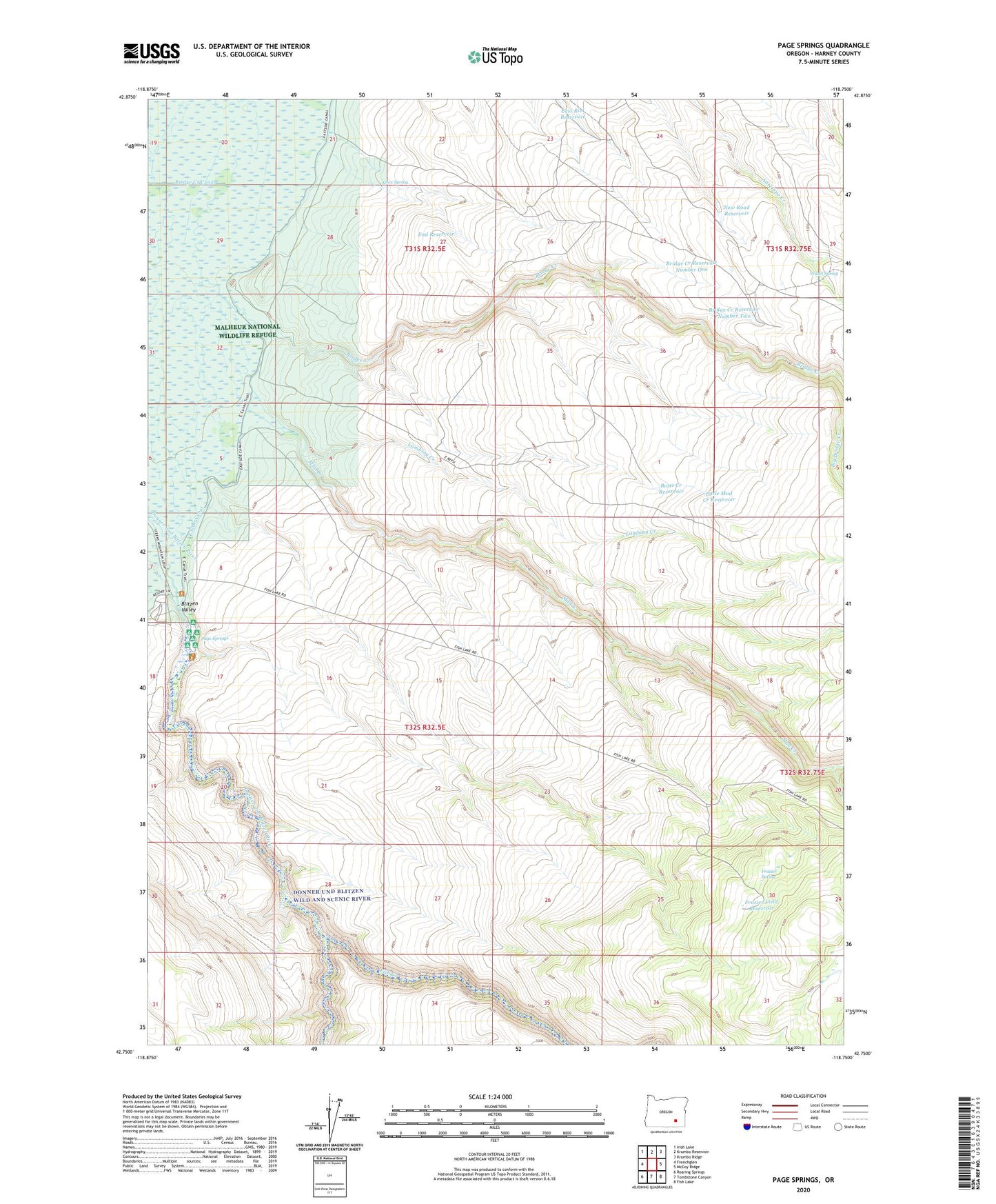 Page Springs Oregon US Topo Map Image