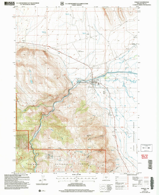 Classic USGS Paisley Oregon 7.5'x7.5' Topo Map Image