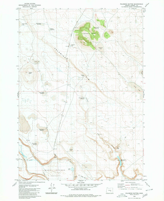 Classic USGS Palomino Buttes Oregon 7.5'x7.5' Topo Map Image