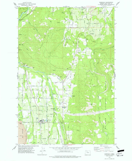 Classic USGS Parkdale Oregon 7.5'x7.5' Topo Map Image