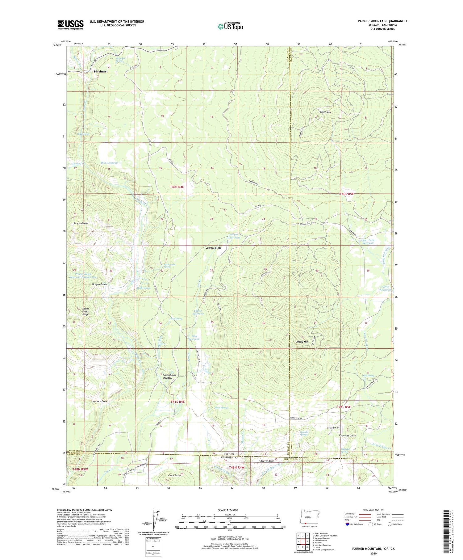 Parker Mountain Oregon US Topo Map Image