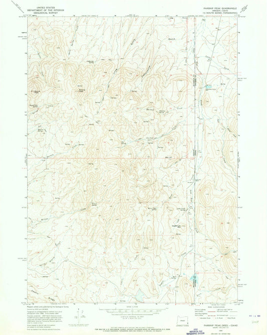 Classic USGS Parsnip Peak Oregon 7.5'x7.5' Topo Map Image