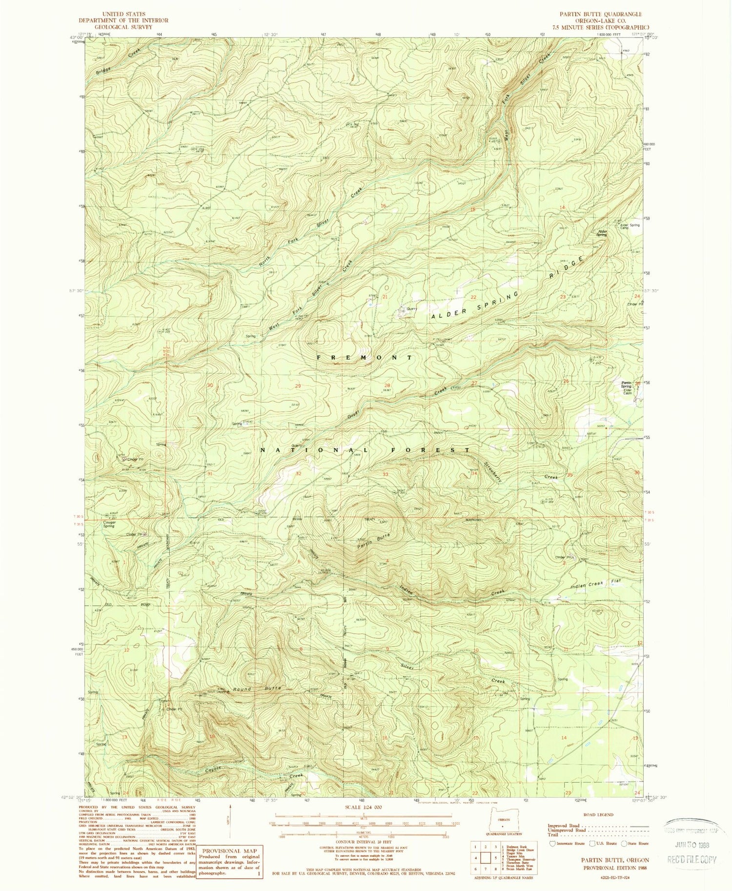 Classic USGS Partin Butte Oregon 7.5'x7.5' Topo Map Image