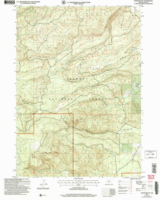 Classic USGS Partin Butte Oregon 7.5'x7.5' Topo Map Image