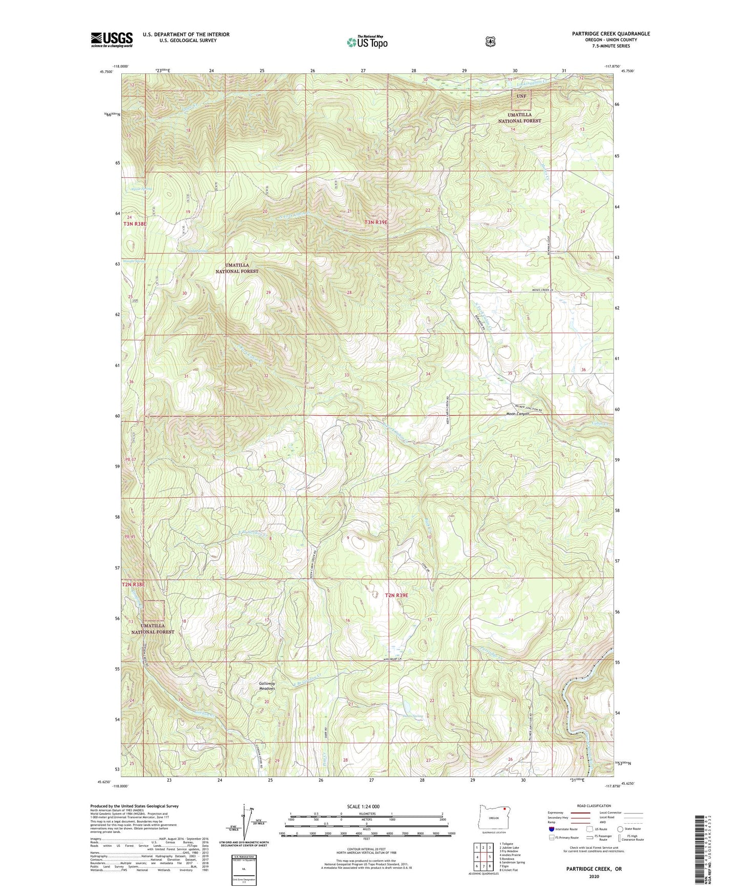 Partridge Creek Oregon US Topo Map Image