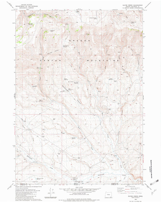 Classic USGS Payne Creek Oregon 7.5'x7.5' Topo Map Image