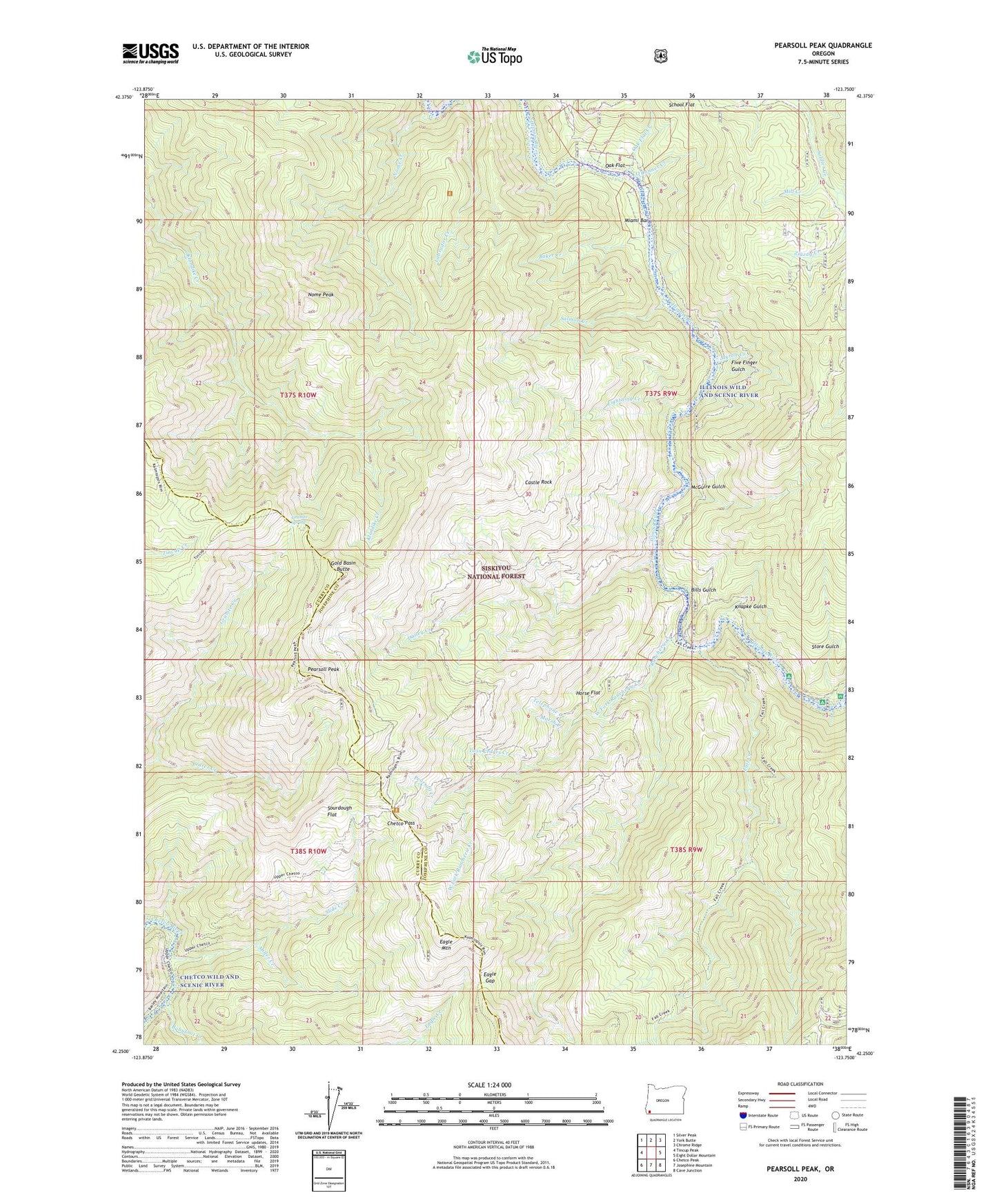 Pearsoll Peak Oregon US Topo Map Image