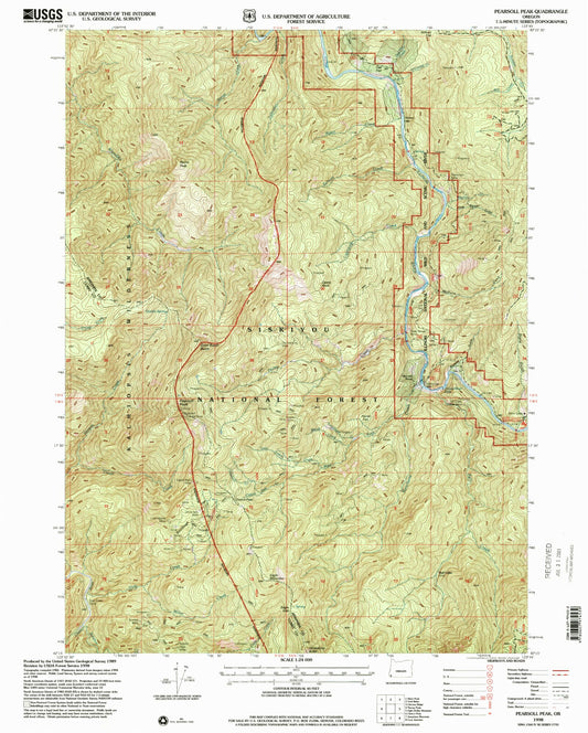 Classic USGS Pearsoll Peak Oregon 7.5'x7.5' Topo Map Image