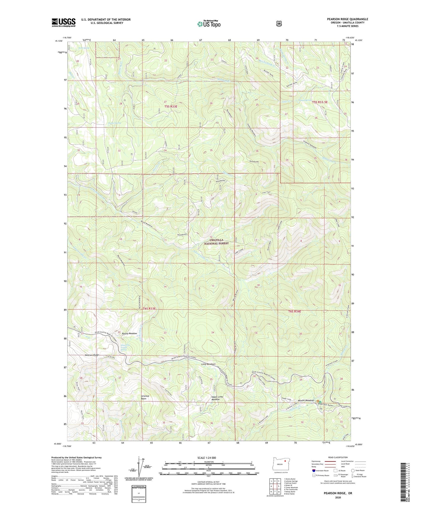 Pearson Ridge Oregon US Topo Map Image